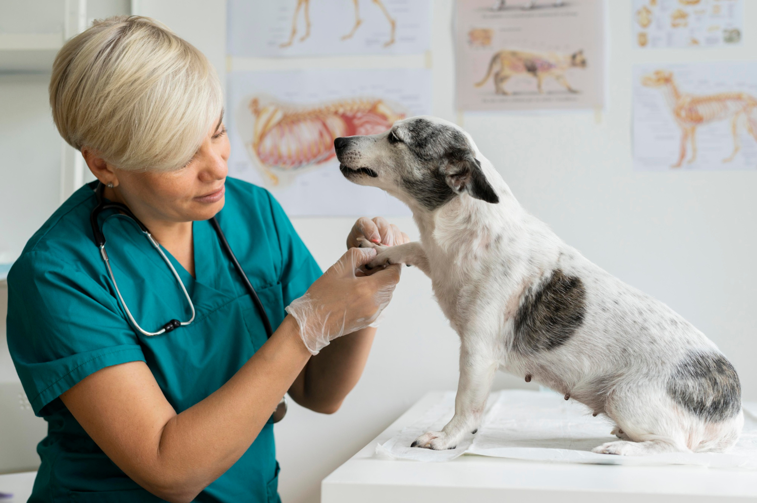 Gros plan sur un vétérinaire prenant soin d'un chien